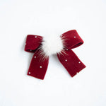 Load image into Gallery viewer, Cranberry Velvet Hair Dog Bow Clip
