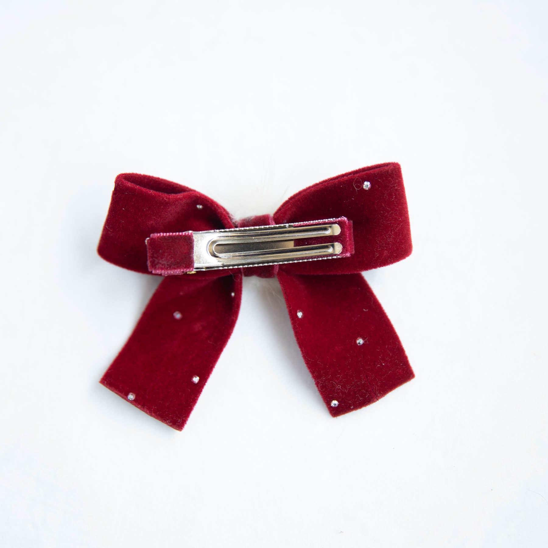 Cranberry Velvet Hair Dog Bow Clip