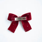 Load image into Gallery viewer, Cranberry Velvet Hair Dog Bow Clip
