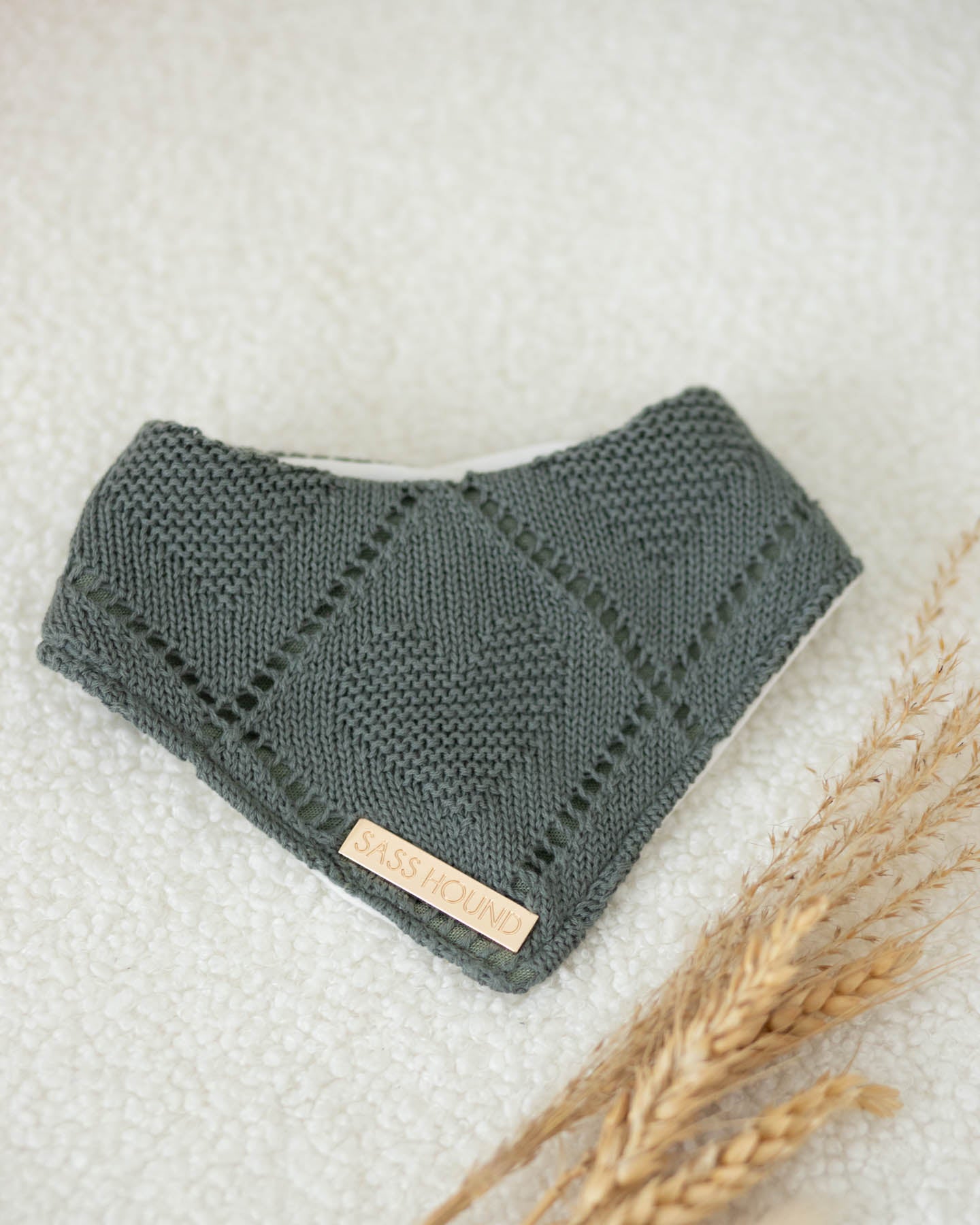 Hadie Olive Knit Dog Bandana