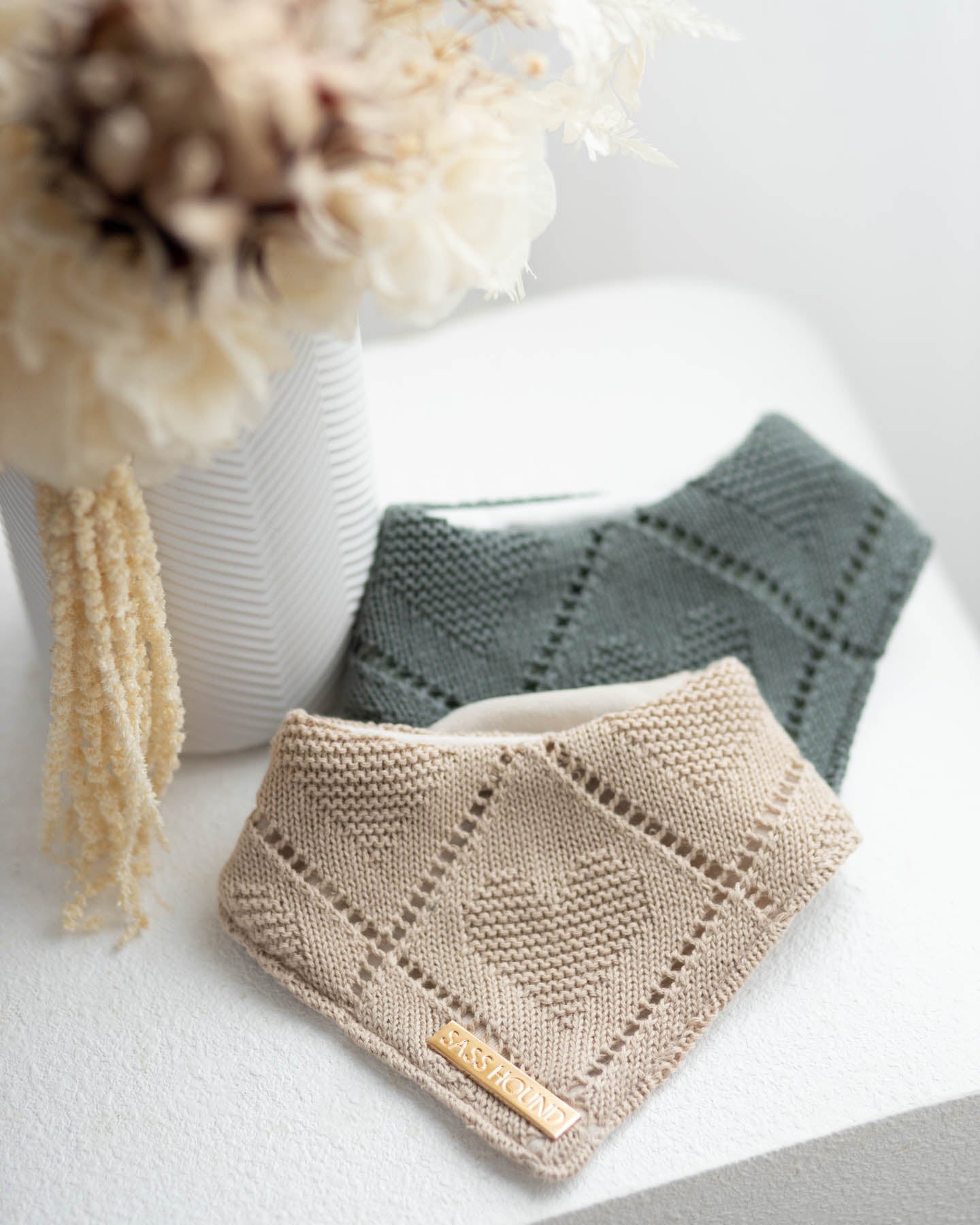 Hadie Cream Knit Dog Bandana