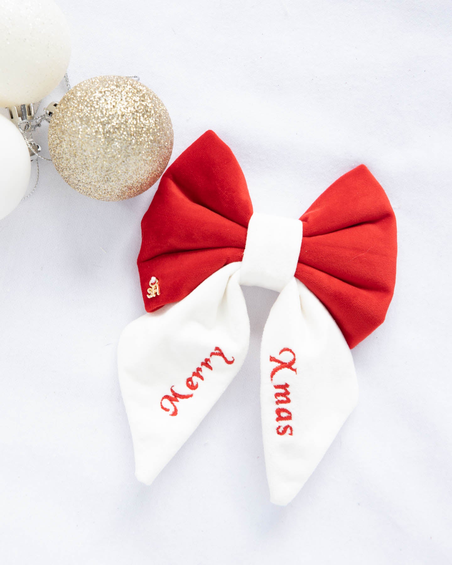 Red Merry Xmas Sailor Dog Bow Tie