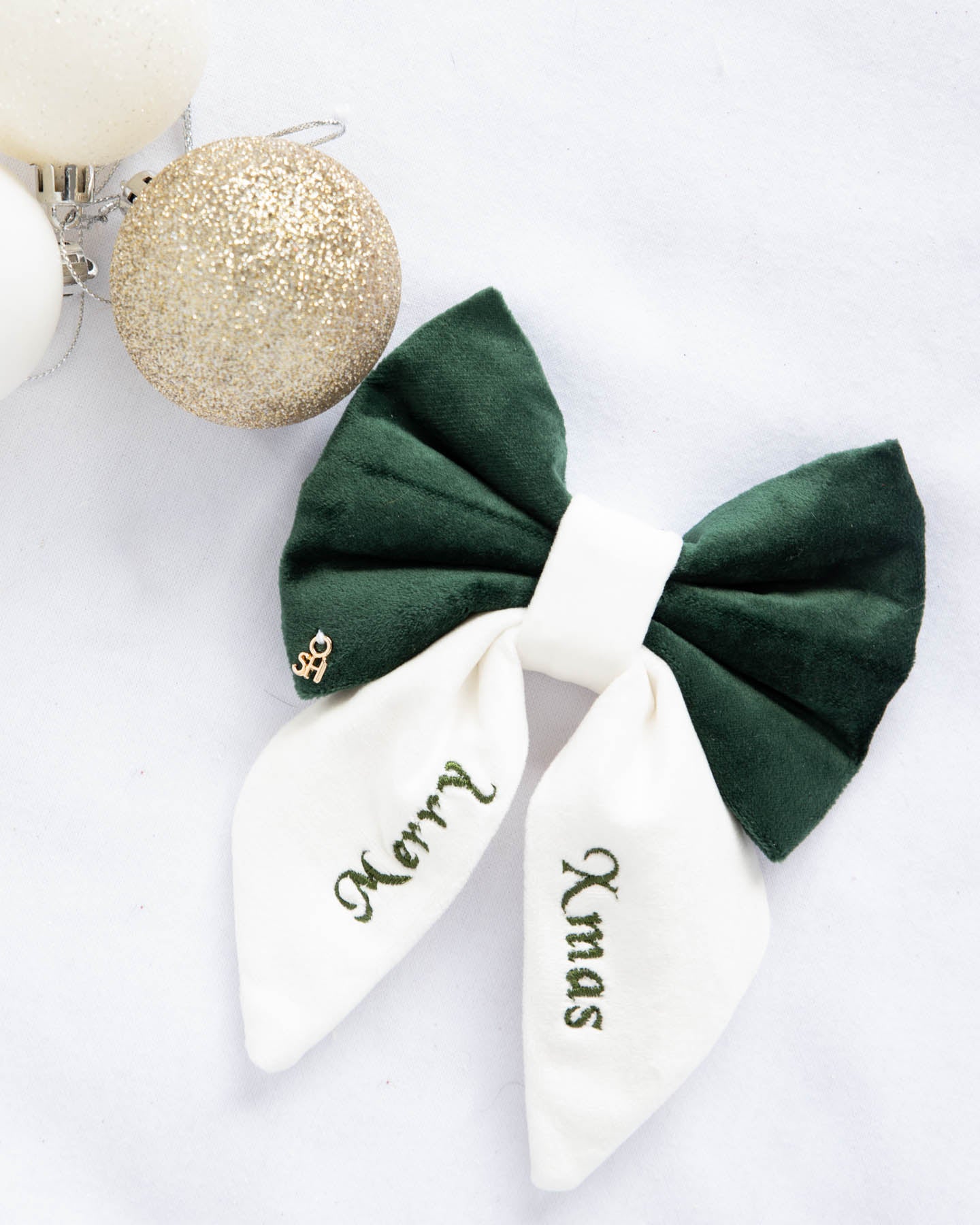 Green Merry Xmas Sailor Dog Bow Tie
