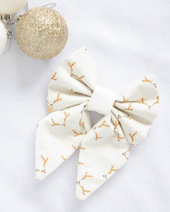 White Rudolph Dog Bow Tie