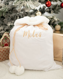 Luxury White Personalised Velvet Santa Sacks