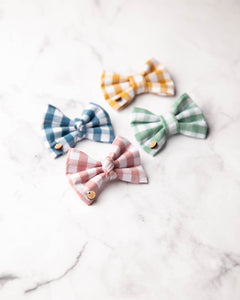 Mint Gingham Dog Bow Tie