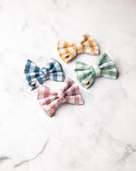 Load image into Gallery viewer, Honey Gingham Dog Bow Tie

