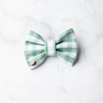 Load image into Gallery viewer, Mint Gingham Dog Bow Tie
