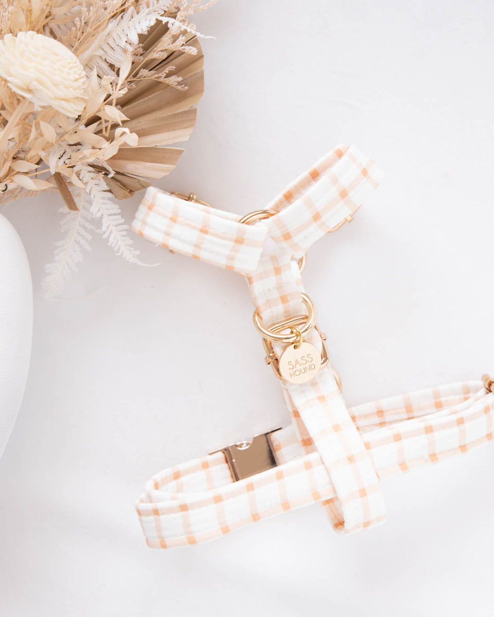 Peach Strap Harnesses Dog Harness Handmade Luxury Pet Apparel Sass