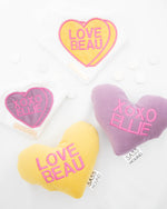 Load image into Gallery viewer, Personalised Yellow Candy Heart Dog Bandana

