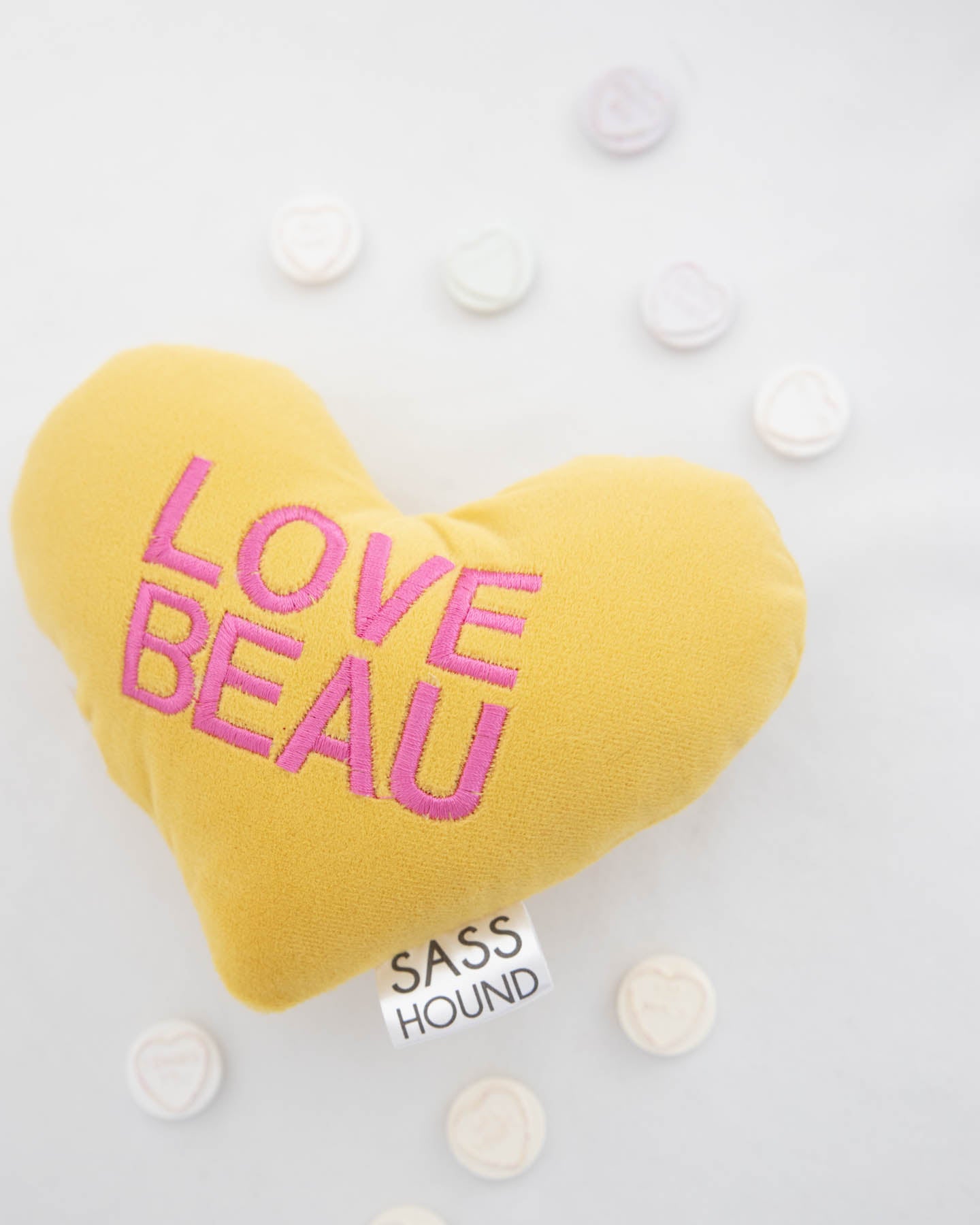 Personalised Yellow Heart Squeak Toy