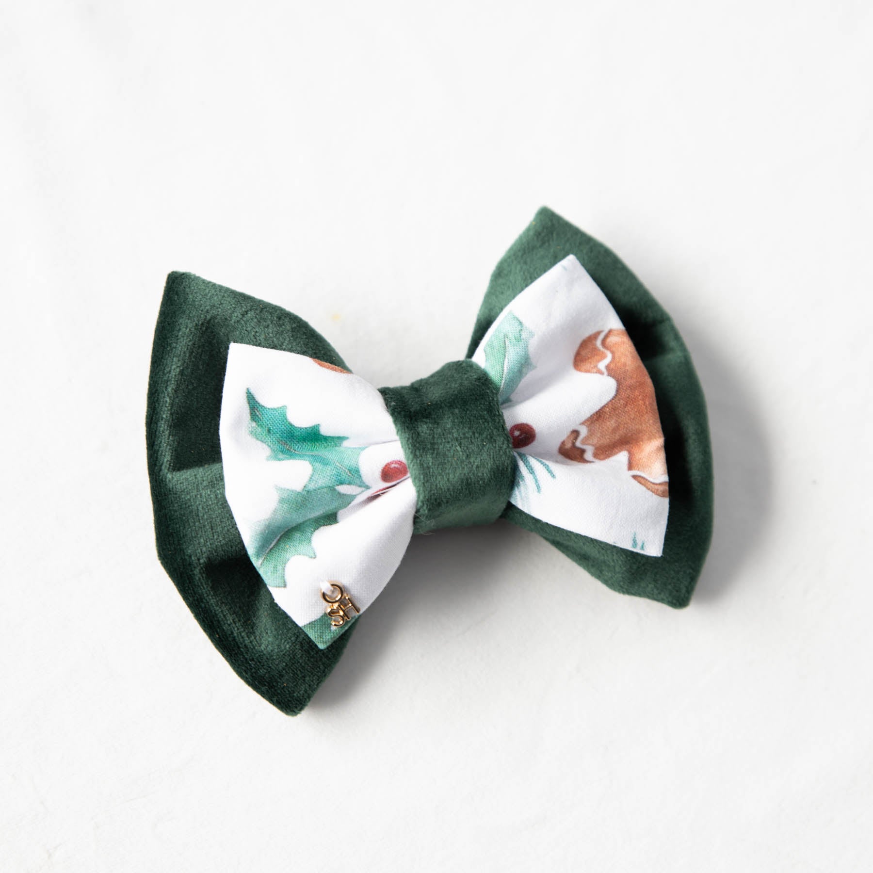 Olive Double Dog Bow Tie
