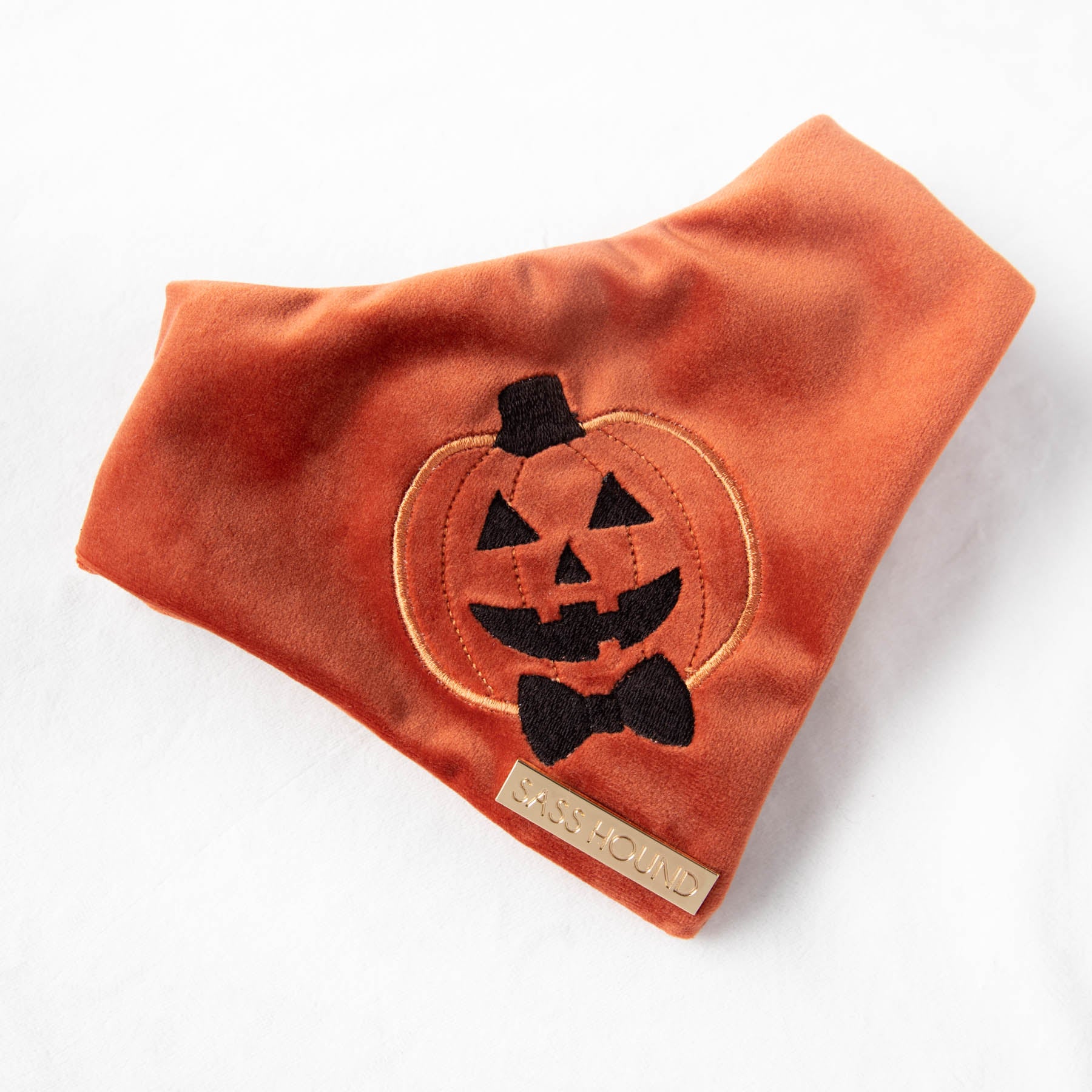 Jack-o'-lantern Velvet Glow in the Dark Halloween Dog Bandana