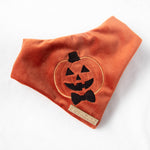 Load image into Gallery viewer, Jack-o&#39;-lantern Velvet Glow in the Dark Halloween Dog Bandana
